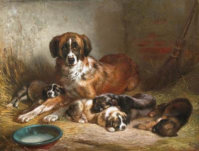 Benno Adam Bernese Mountain Dog and Her Pups oil painting image
